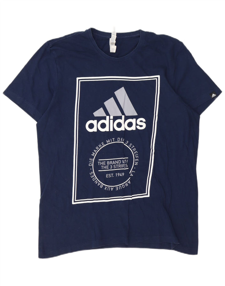 ADIDAS Camiseta gráfica para hombre Top Grande Azul marino Algodón