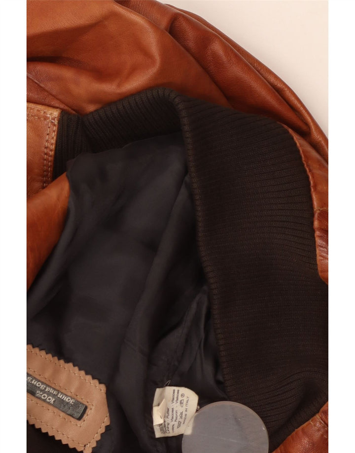 Chaqueta de cuero vintage para hombre Reino Unido 38 Viscosa marrón medio