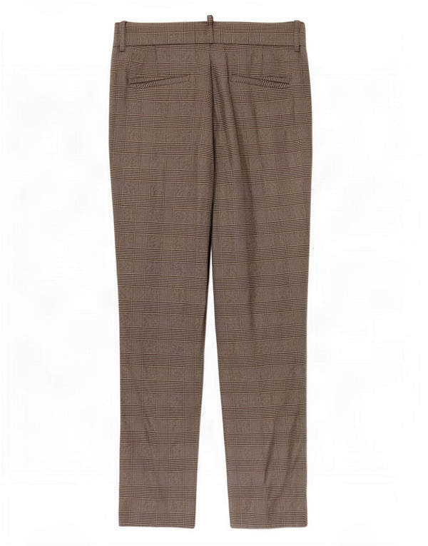 Zara Mujer Pantalón Chino Slim EU 36 XS W30 L28 Cuadros Grises