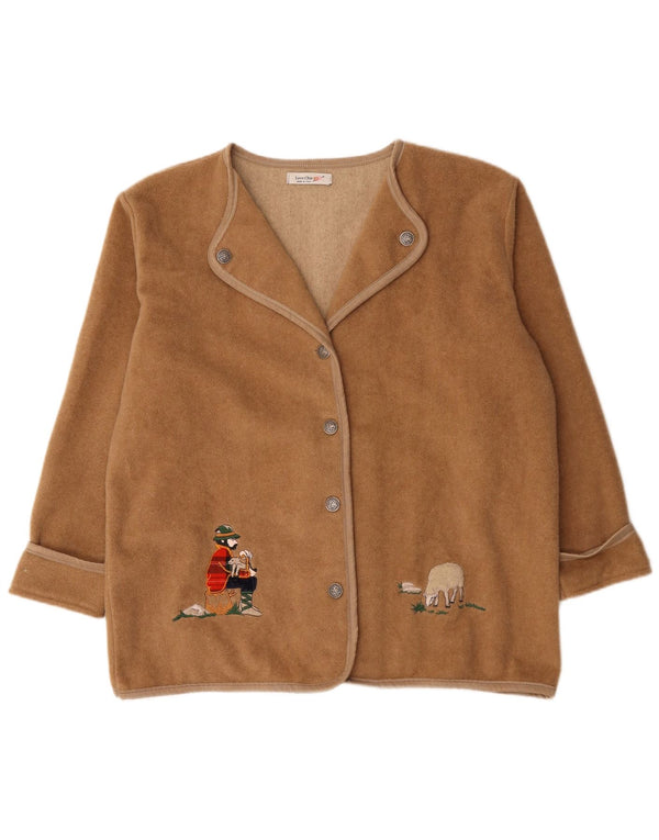 Vintage mujer gráfico chaqueta blazer de gran tamaño Reino Unido 18 XL lana beige