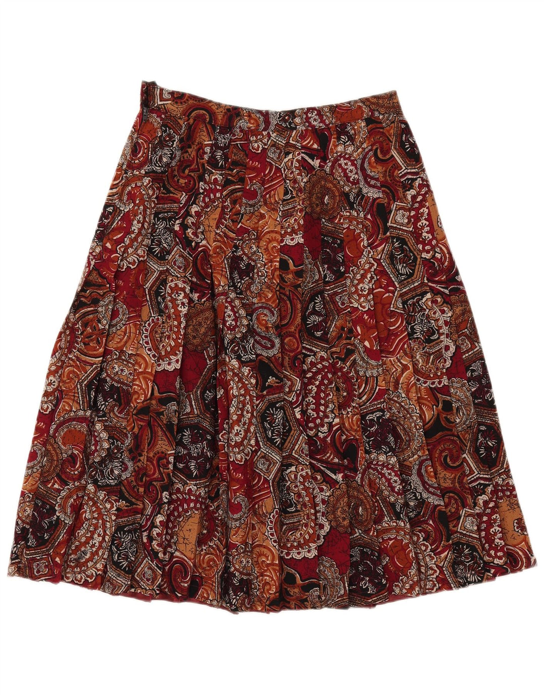 VINTAGE Falda Plisada Mujer W27 Pequeño Paisley Multicolor