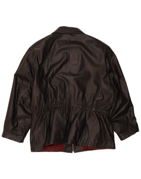 Chaqueta de cuero extragrande para mujer Yorn EU 40 Cuero negro mediano