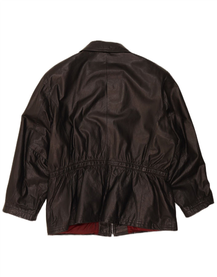 Chaqueta de cuero extragrande para mujer Yorn EU 40 Cuero negro mediano