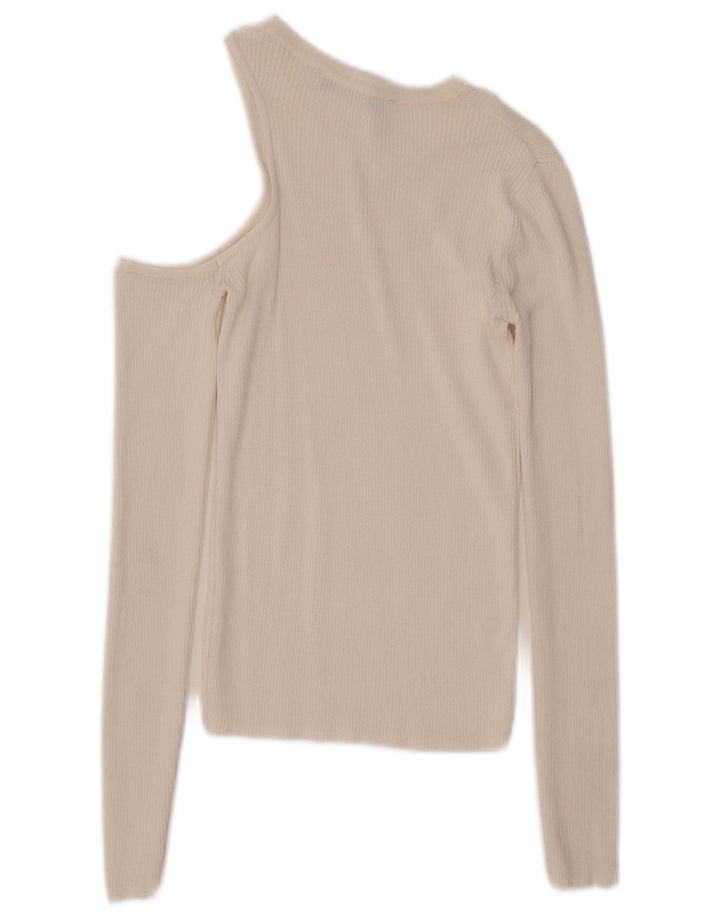 Zara Top de manga larga con un hombro para mujer UK 8 Small White