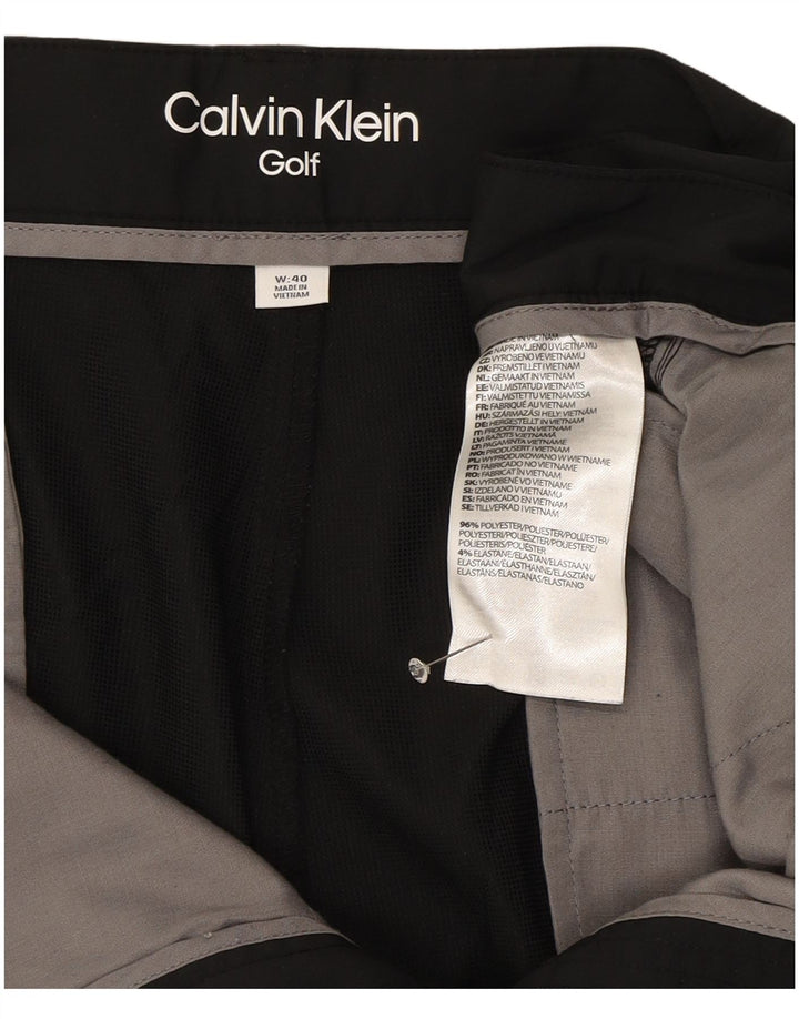 Calvin Klein Pantalones cortos chinos para hombre W40 XL Poliéster negro