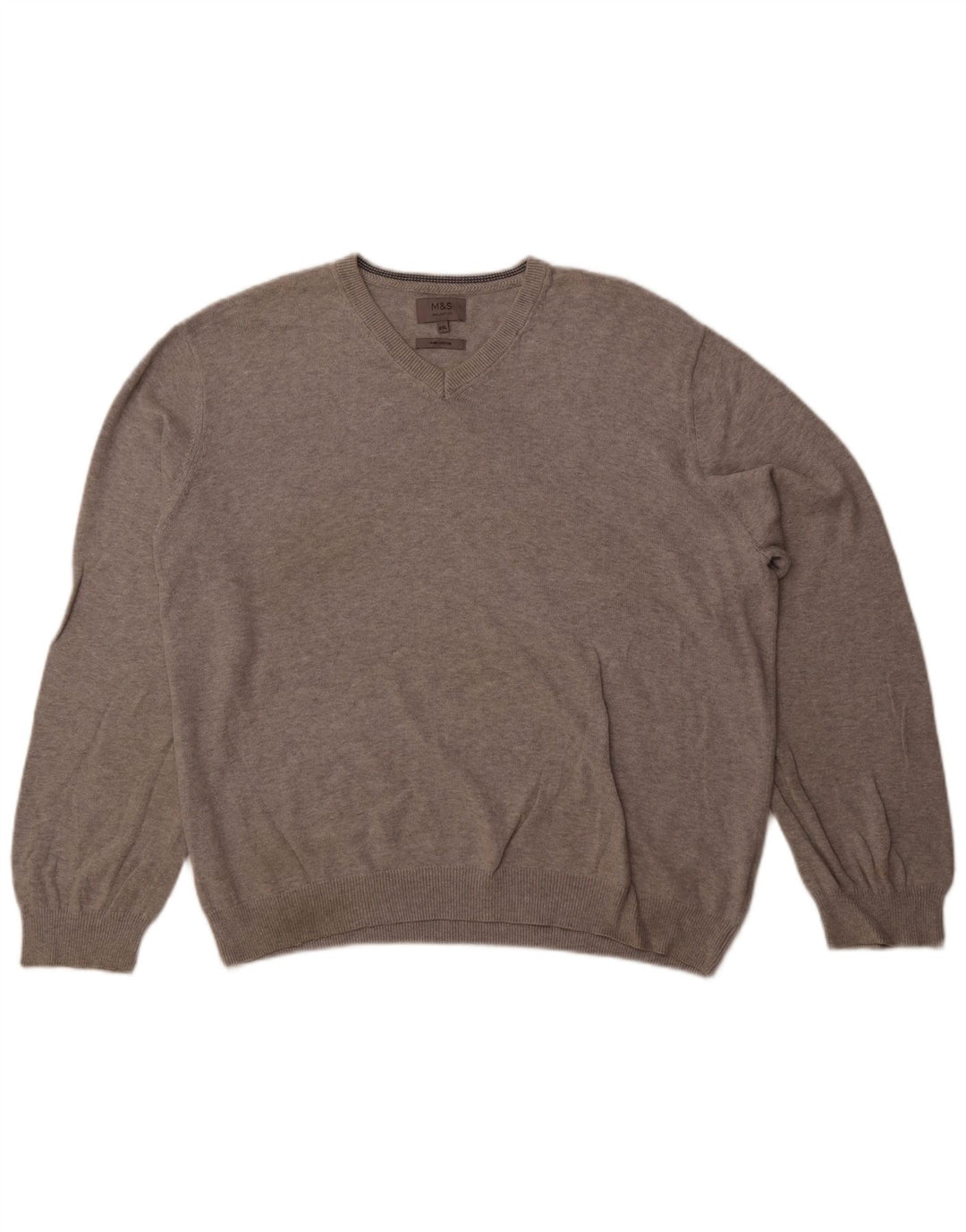 Marks & Spencer - Jersey con cuello en V para hombre, talla 2XL, algodón gris