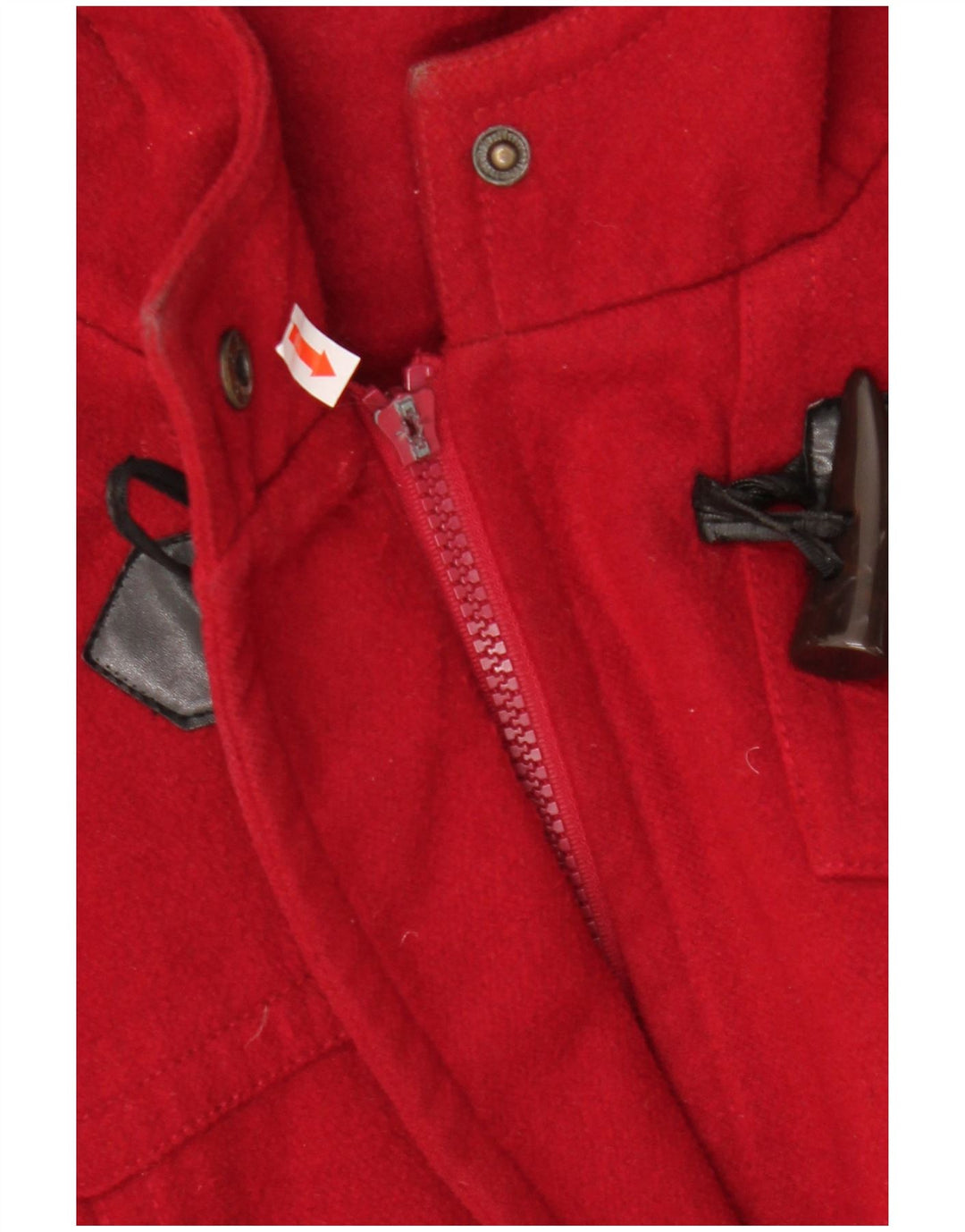 Vintage mujer con capucha Duffle Coat IT 54/56 3XL Poliéster rojo