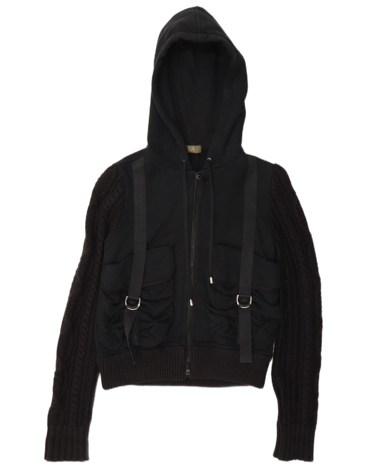 Iceberg Sudadera con capucha y cremallera para mujer IT 44 Medium Azul marino Algodón