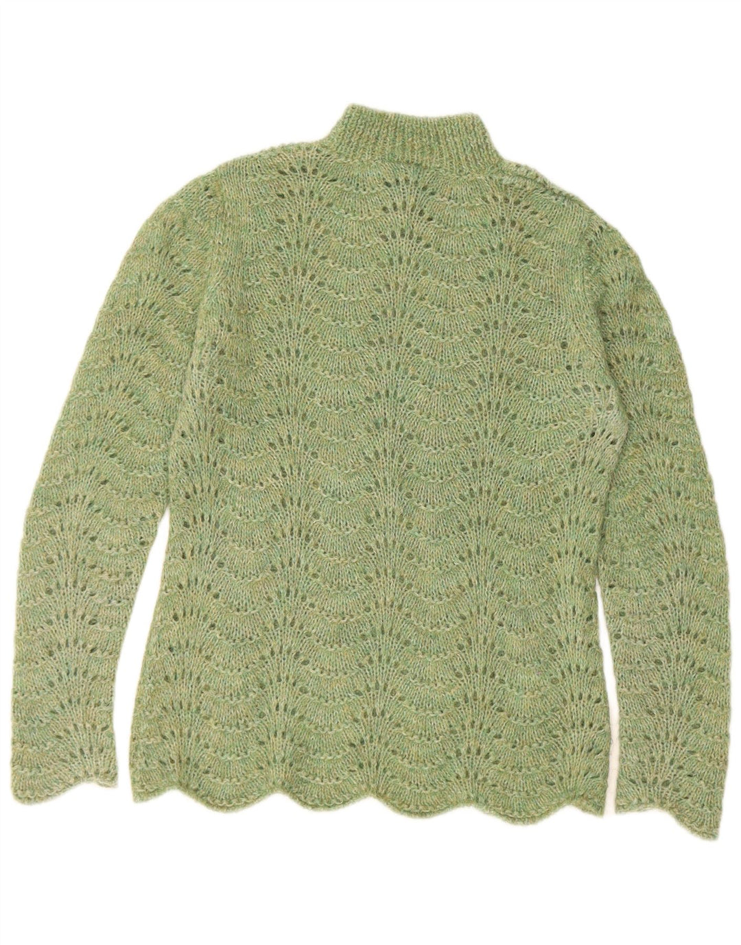 Vintage mujer cuello tortuga jersey suéter Reino Unido 12 verde medio