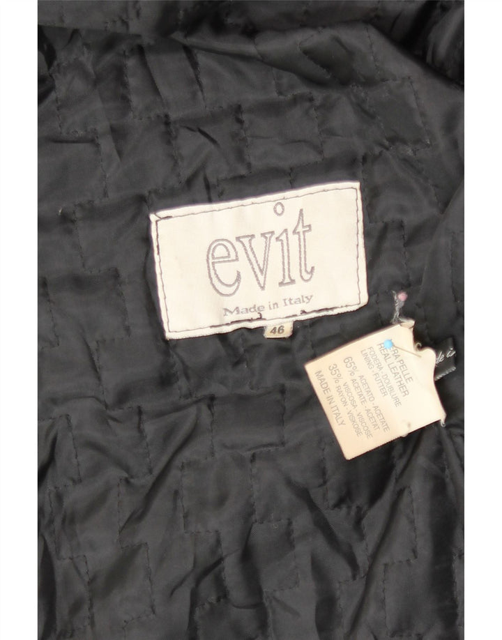 Chaqueta de cuero vintage para mujer IT 46 cuero negro grande