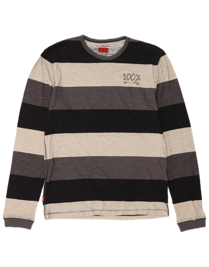 Levi's Top gráfico de manga larga de algodón a rayas multicolor grande para hombre