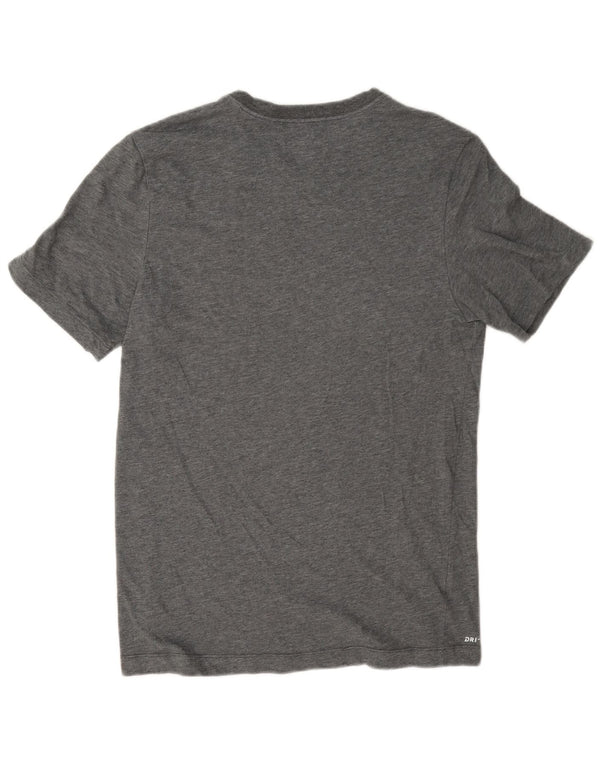 Nike Dri Fit Graphic Camiseta para hombre, talla pequeña, algodón gris