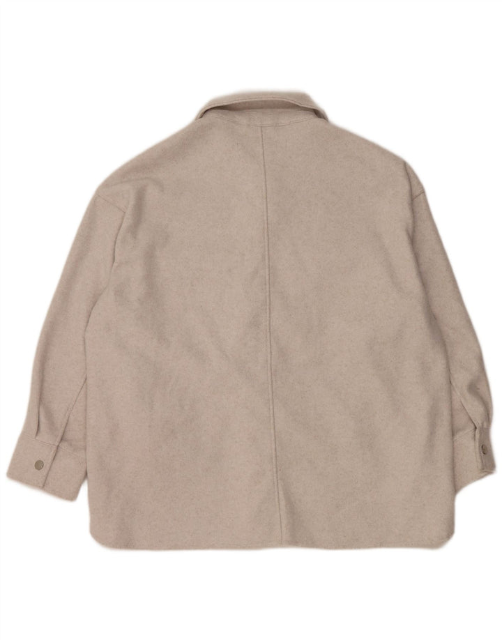 Zara Camisa De Forro Polar De Gran Tamaño para Mujer UK 46 Poliéster Gris Grande