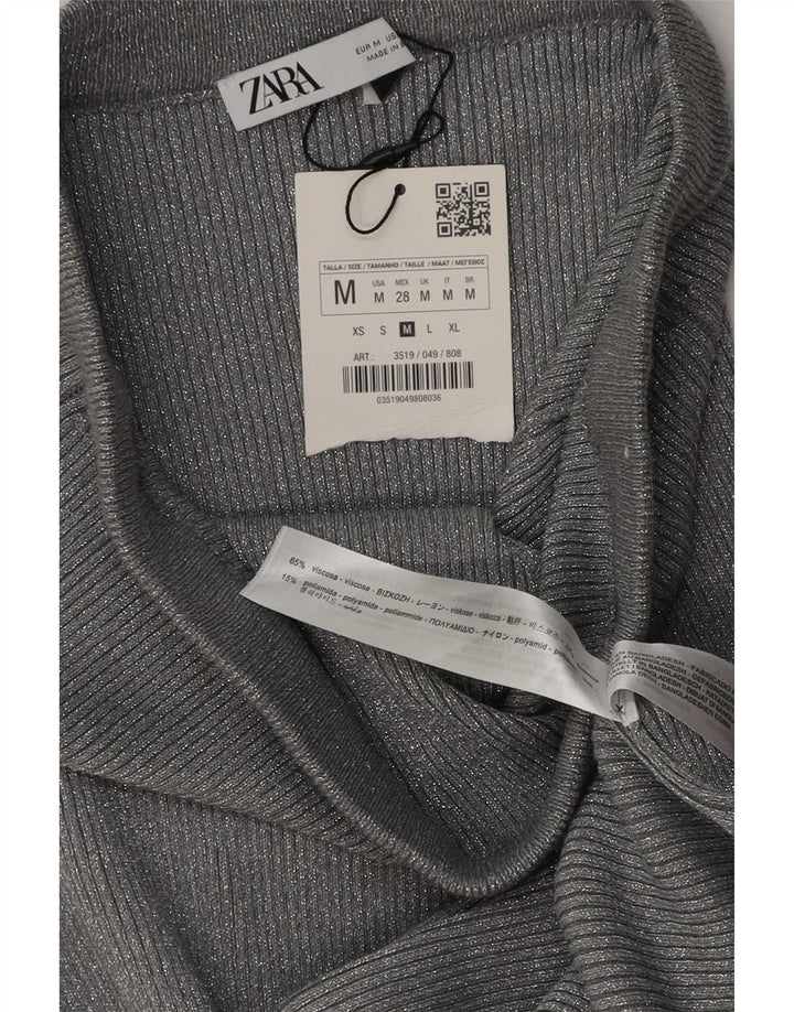 Zara Mujer Maxi Falda Mediana W28 L34 Gris Viscosa