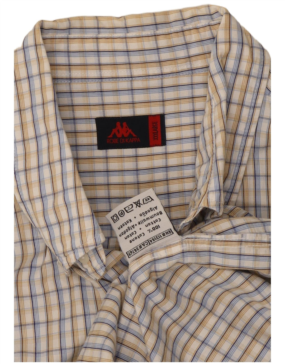 Kappa Camisa De Manga Corta Hombre 3XL Algodón A Cuadros Multicolor