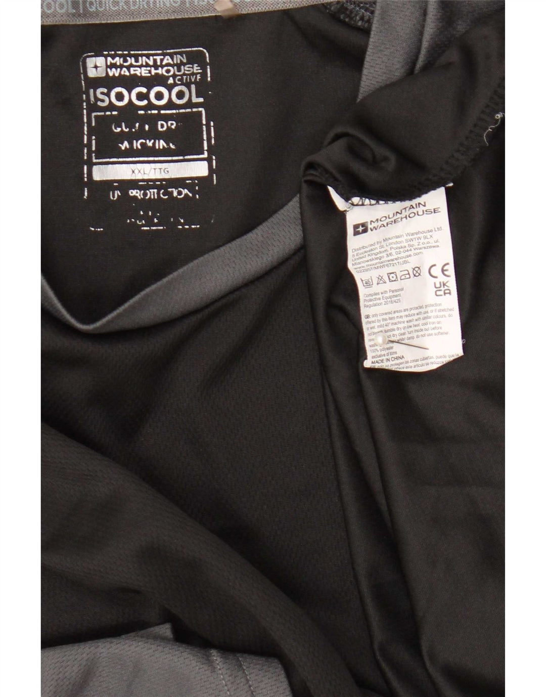 Mountain Warehouse Camiseta IsoCool para hombre Top 2XL Poliéster con bloques de color gris