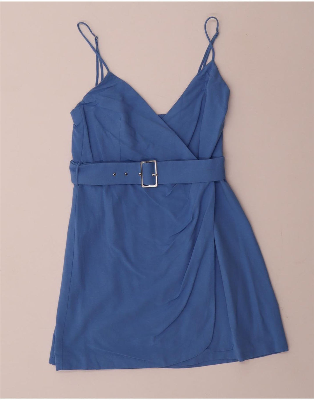 ZARA Mujer Vestido lencero UK 40 Azul medio