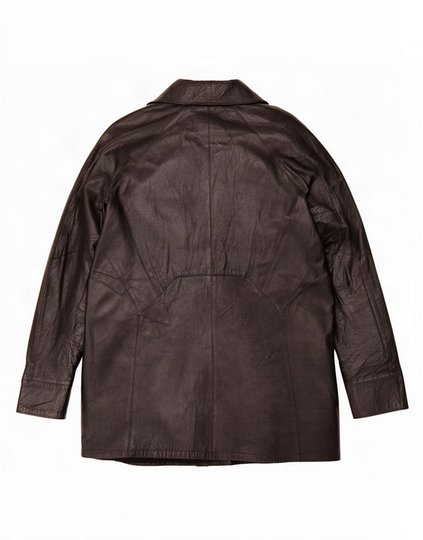 Vintage mujer abrigo de cuero de gran tamaño IT 46 Grande Negro
