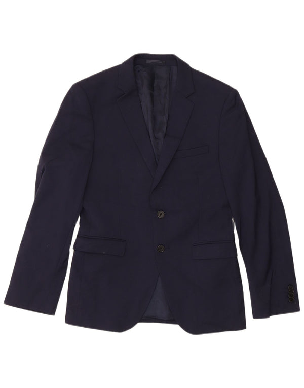 Dkny Chaqueta tipo blazer de 2 botones para hombre, corte entallado, lana azul marino mediana, Reino Unido 38