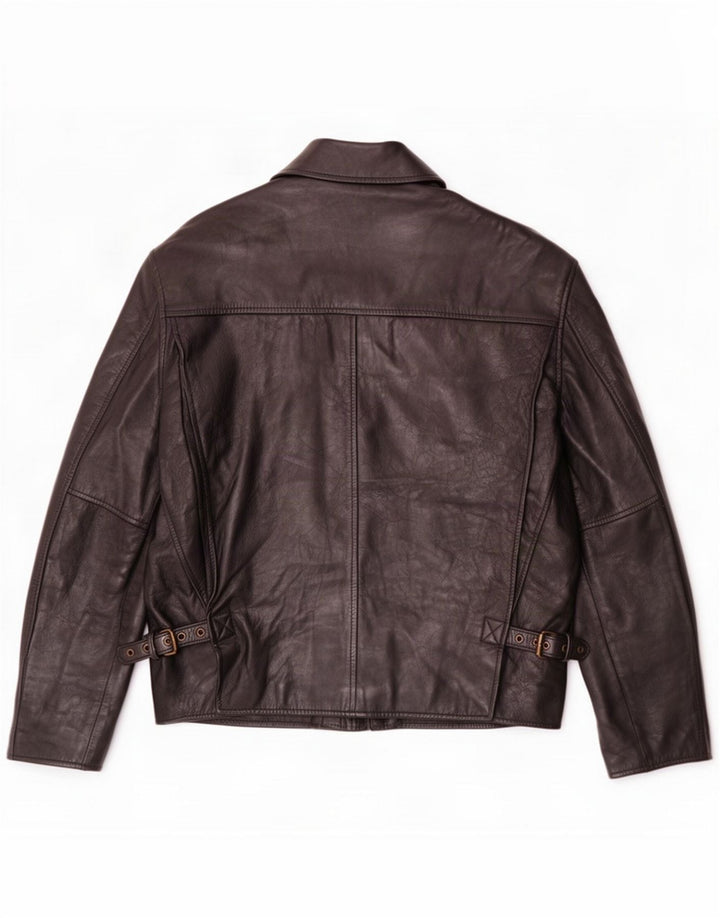 Chaqueta de cuero vintage para hombre IT 48 Medium Black