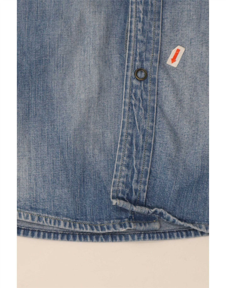 Lee Camisa Vaquera De Manga Corta Para Hombre Algodón Azul Grande
