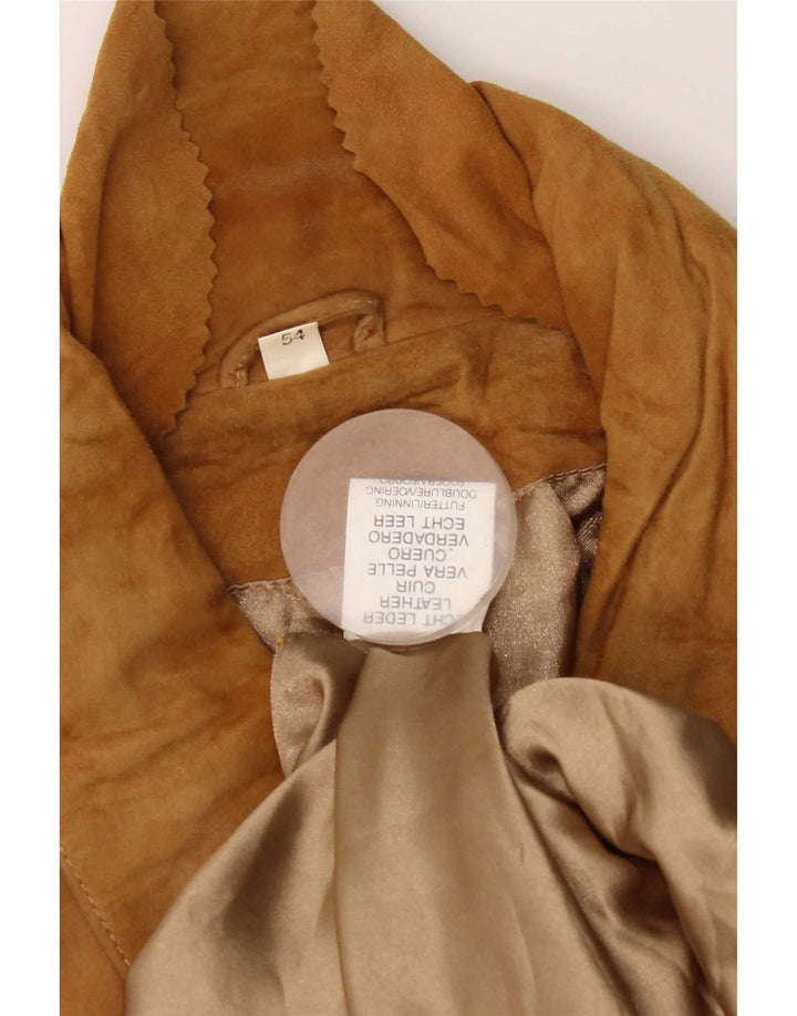Vintage hombres ante chaqueta EU 54 XL cuero beige