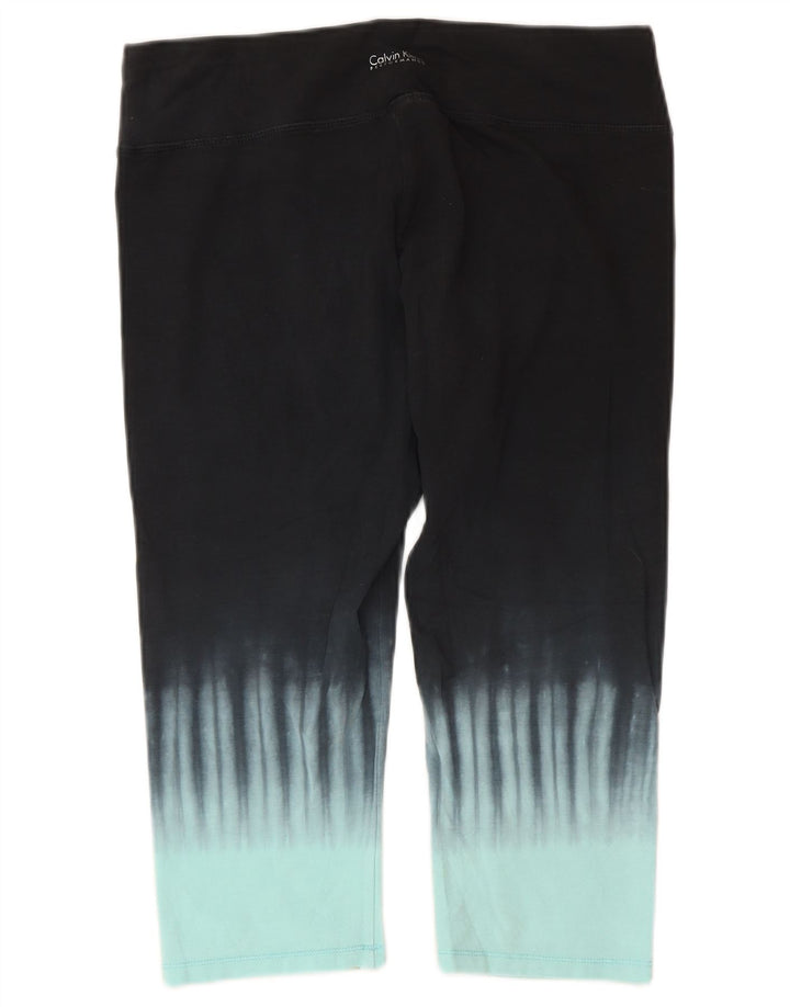 Calvin Klein Leggings Capri para Mujer Reino Unido 14 Grande Negro Tie Dye Algodón