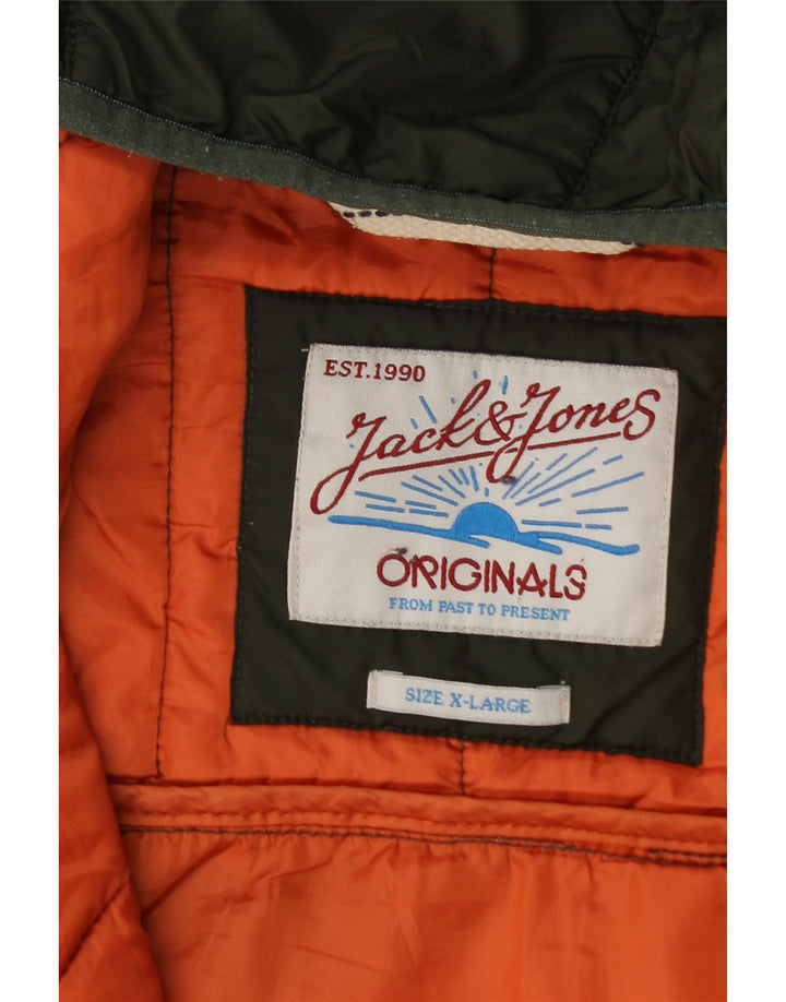 Jack & Jones Chaqueta acolchada con capucha para hombre UK 42 XL Poliéster verde