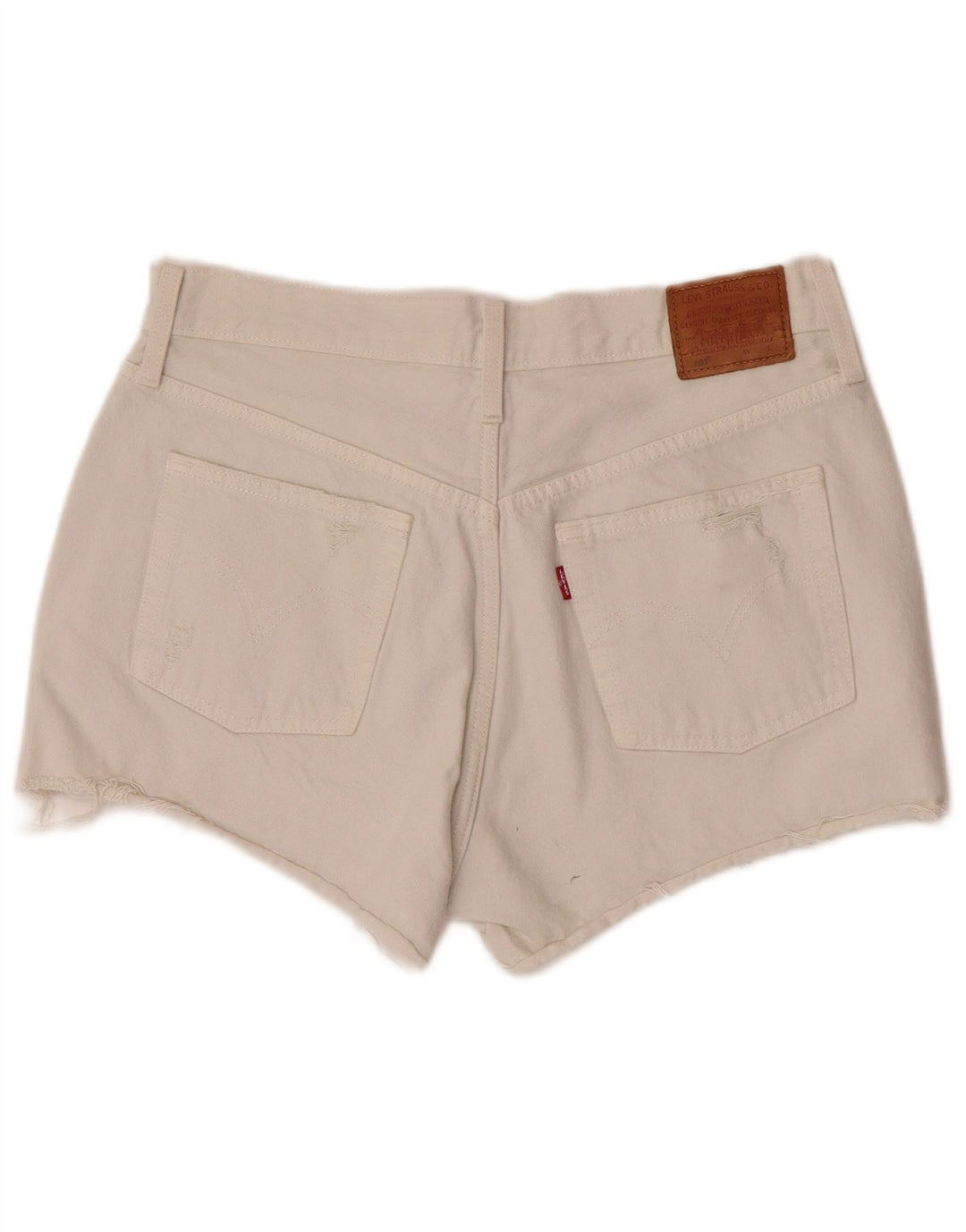 Levi's Mujer 501 Pantalones Cortos De Mezclilla Desgastados W30 Medio Algodón Blanco Roto