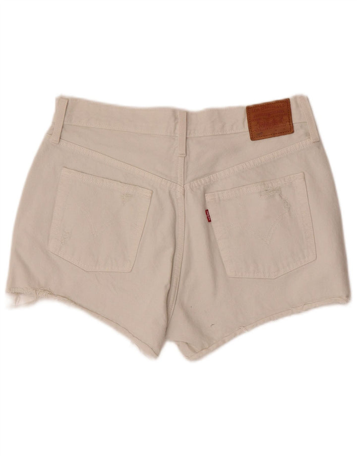 Levi's Mujer 501 Pantalones Cortos De Mezclilla Desgastados W30 Medio Algodón Blanco Roto