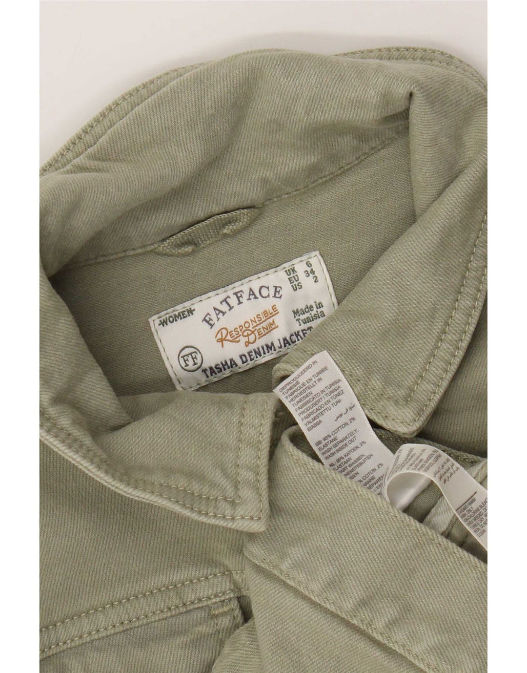 Chaqueta vaquera para mujer Fat Face UK 6 XS Algodón caqui