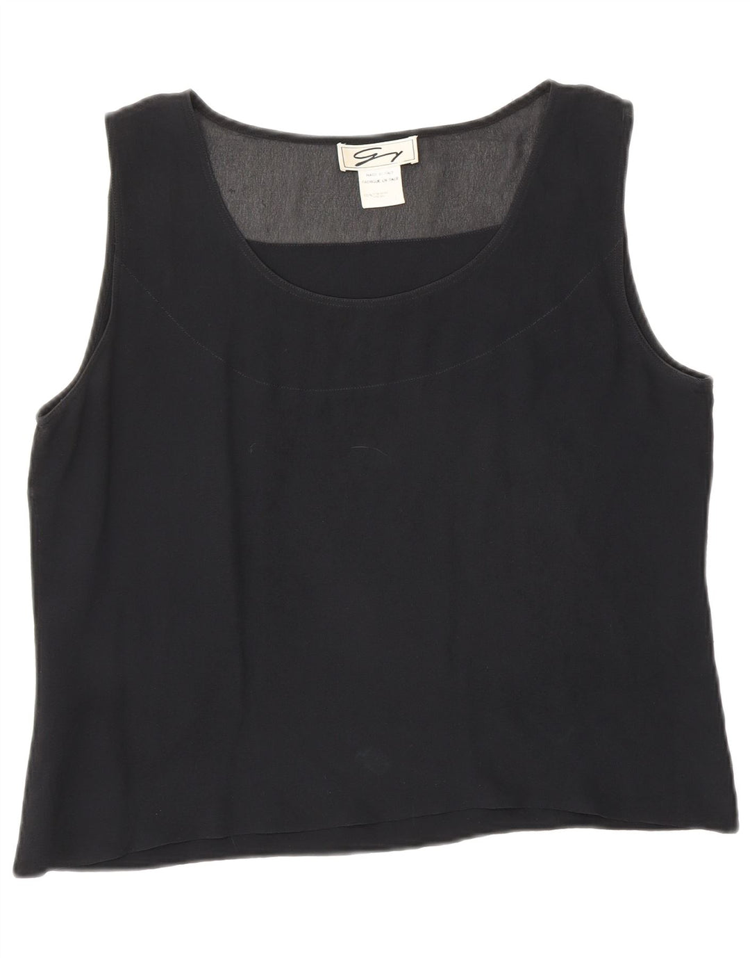 Genny Blusa corta sin mangas para mujer UK 40 Seda negra mediana