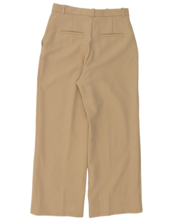 Zara Mujer Pantalones Chinos De Pierna Ancha De Cintura Alta Mediano W30 L28 Beige