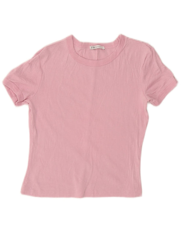 Zara Mujer Crop Camiseta Top UK 10 Small Rosa
