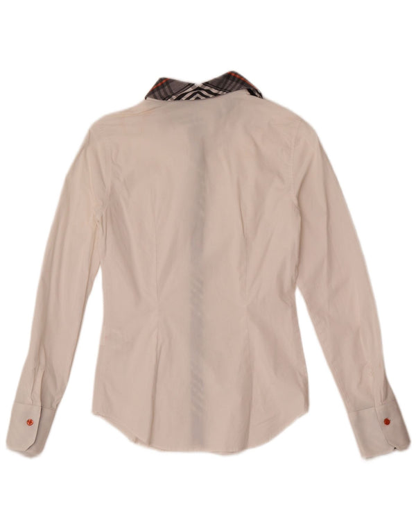 Naracamicie Camisa para mujer US 0 XS Algodón a cuadros blancos