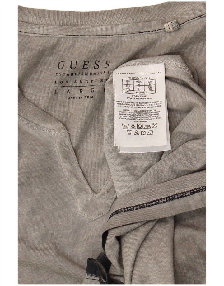 Guess Camiseta Hombre Top Grande Gris Algodón