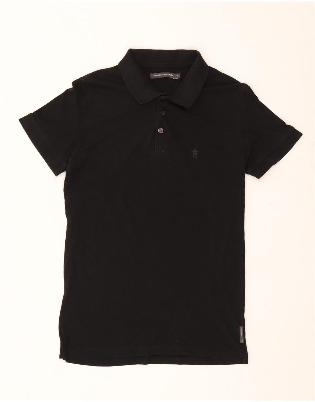 French Connection Polo para hombre pequeño de algodón negro