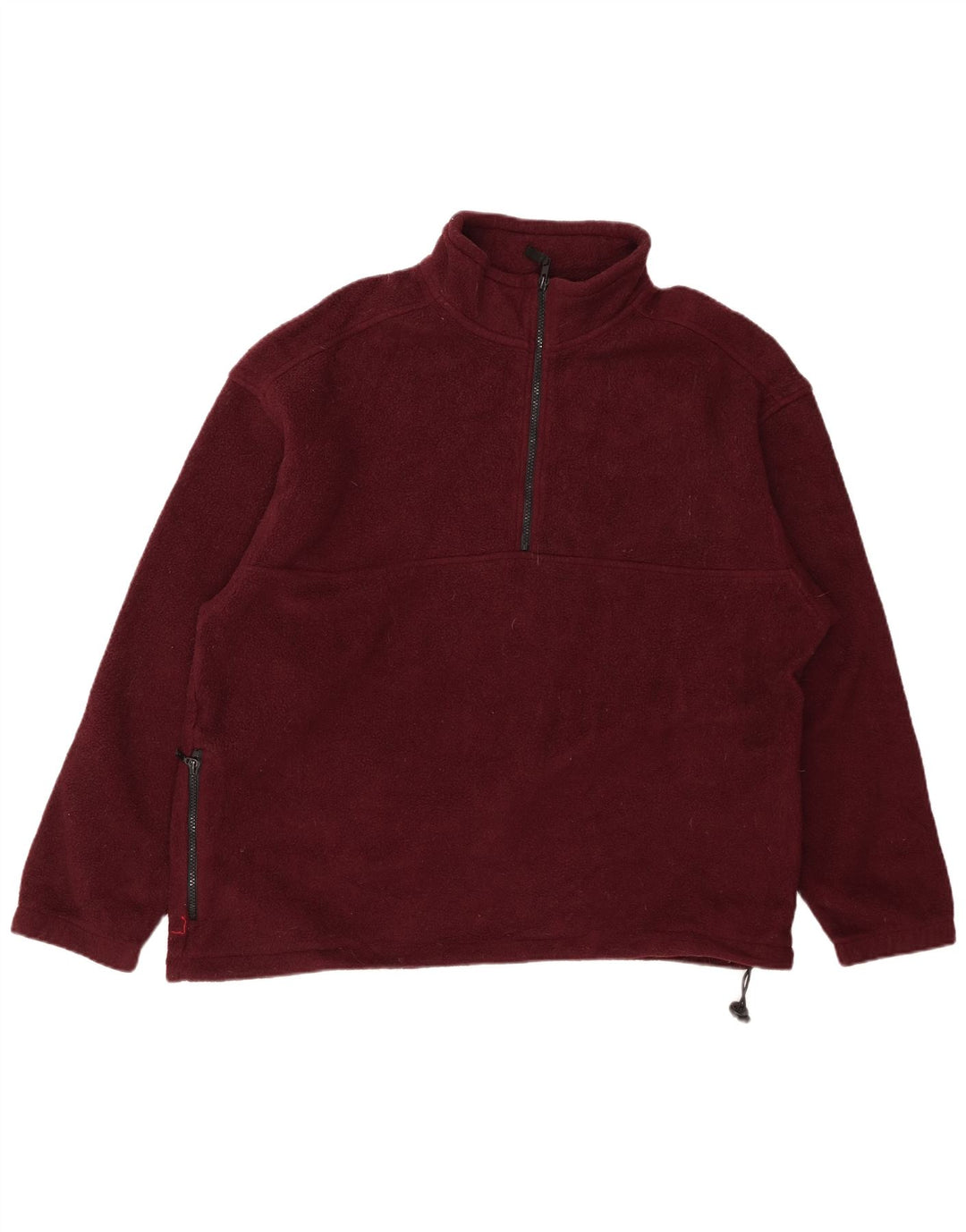 Eddie Bauer Jersey de forro polar con cuello y cremallera para hombre, tamaño grande, poliéster burdeos