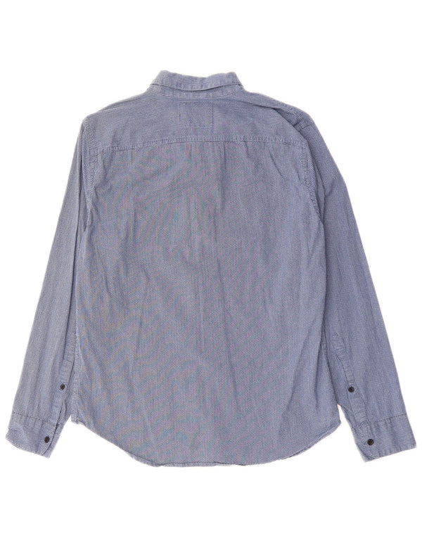 Camisa Hollister Hombre Muscle Fit Algodón Geométrico Azul Medio