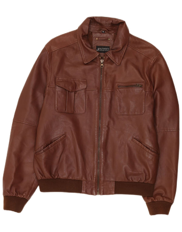 AUTÉNTICA Chaqueta bomber de cuero para hombre UK 42 XL Cuero marrón