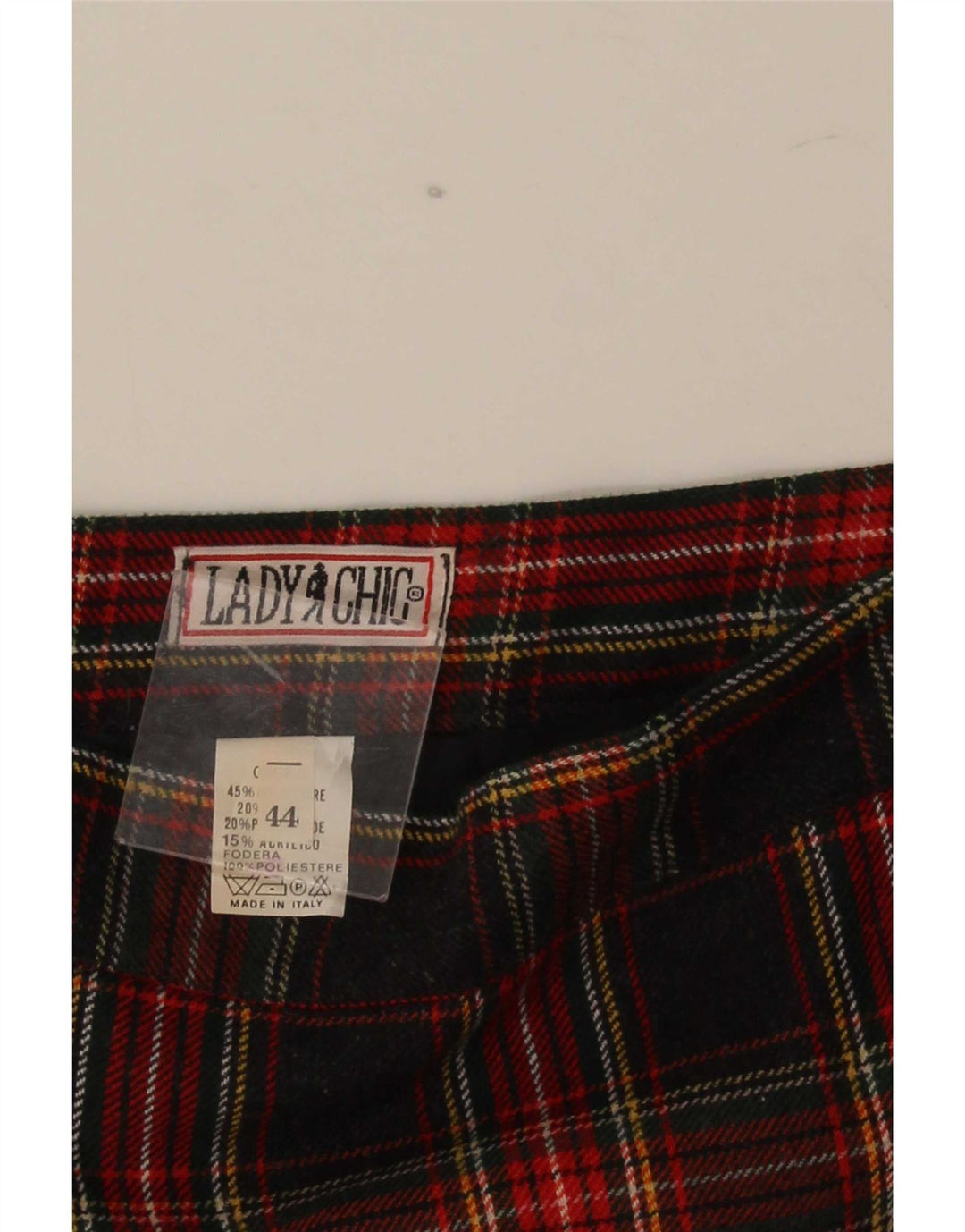 Falda lápiz vintage para mujer IT 44 Mediana W28 Poliéster a cuadros negro