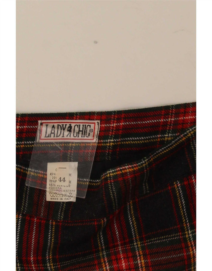 Falda lápiz vintage para mujer IT 44 Mediana W28 Poliéster a cuadros negro