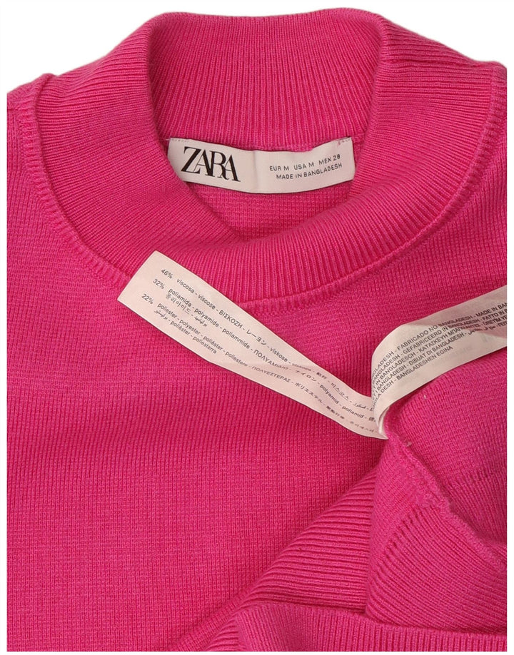 Zara Jersey oversize con cuello redondo para mujer, talla 44, viscosa rosa mediana