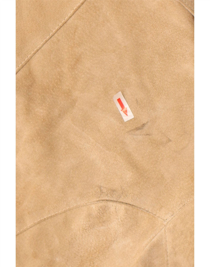 Chaqueta bomber de ante vintage para mujer IT 48 XL Beige