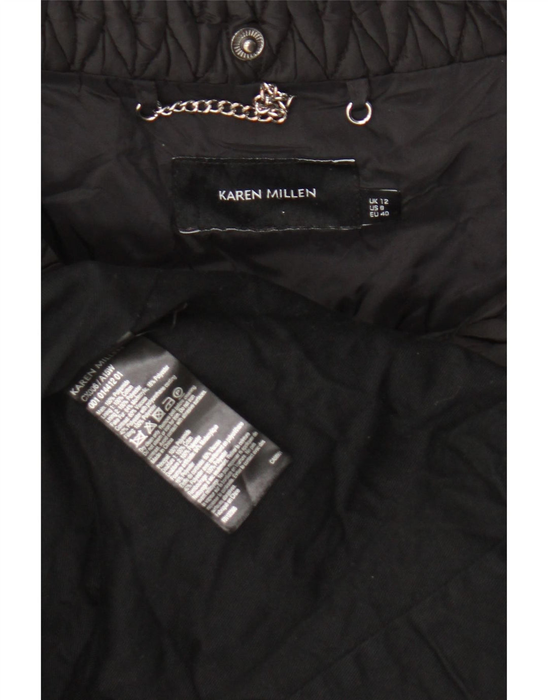 Karen Millen Abrigo acolchado para mujer UK 42 Mediano Poliamida negra