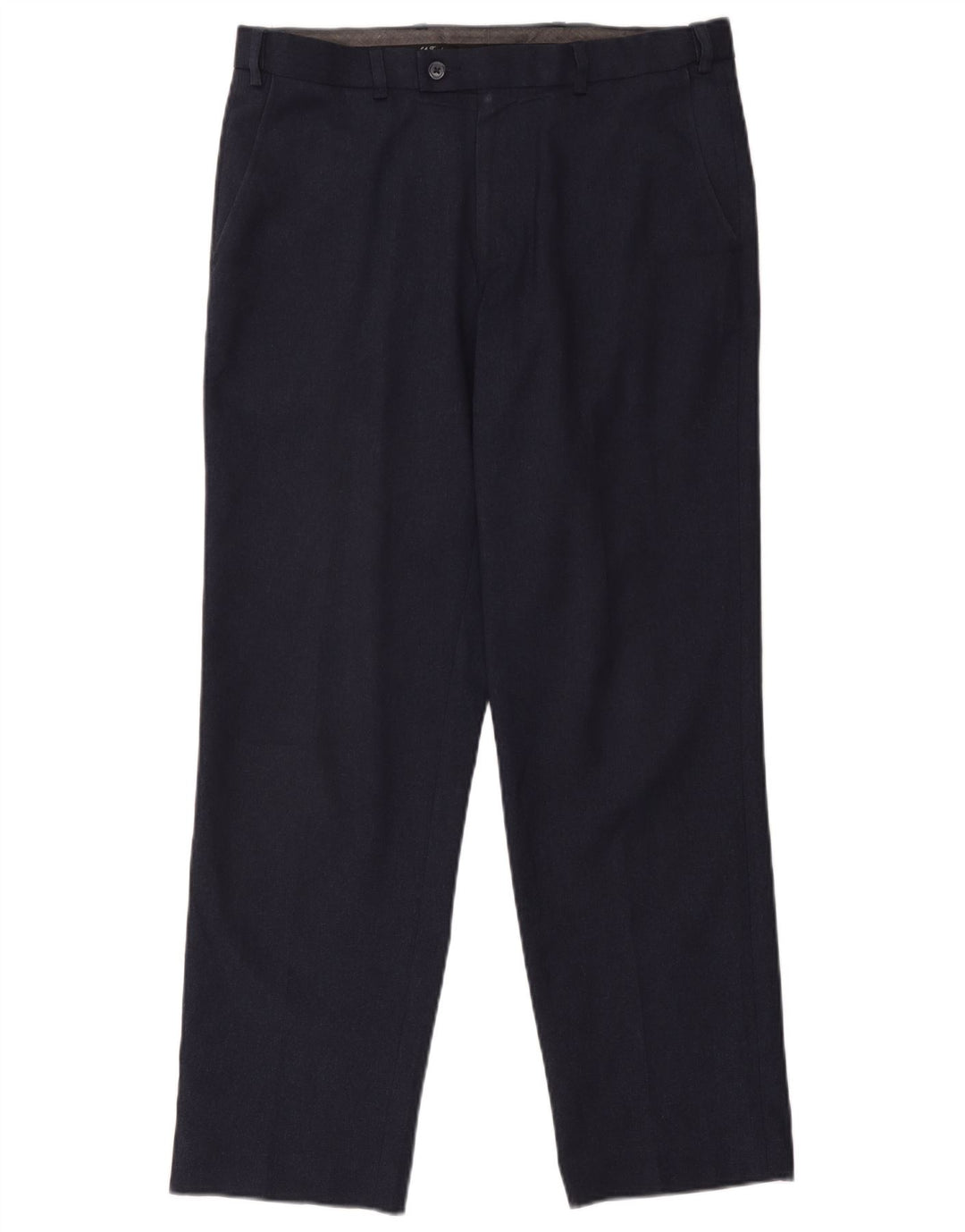 Marks & Spencer Pantalón de traje de corte regular para hombre W34 L31 Poliéster azul marino