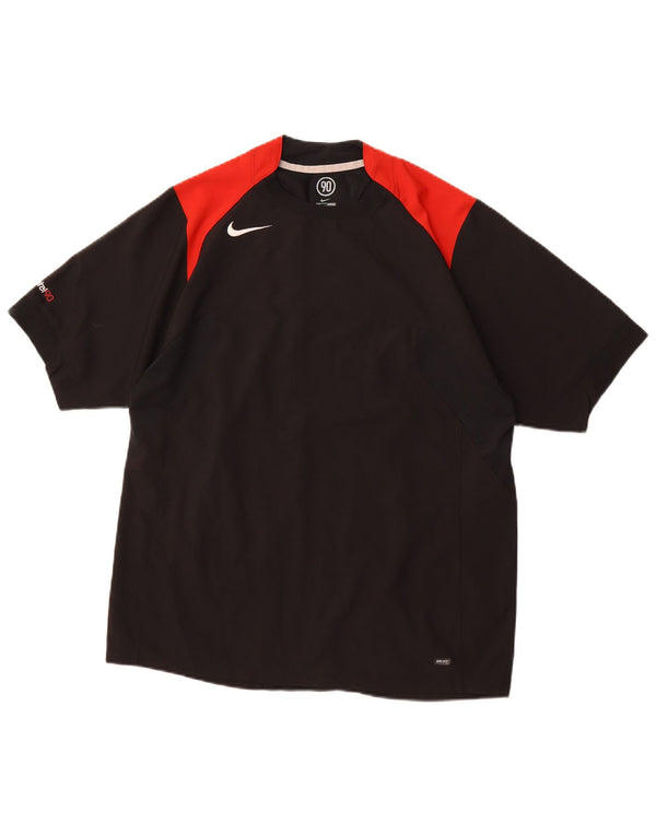 NIKE Camiseta Dri Fit para Hombre UK 42/44 Grande Negro Colorblock Poliéster