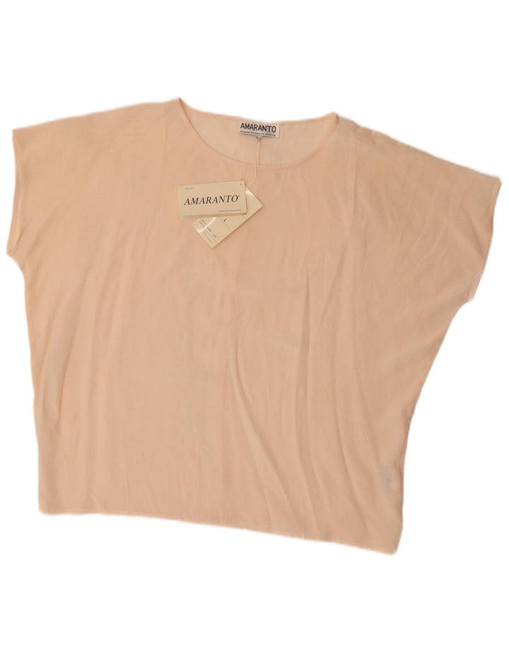 Amaranto Blusa Extragrande para Mujer Top UK 46 Large Seda Beige