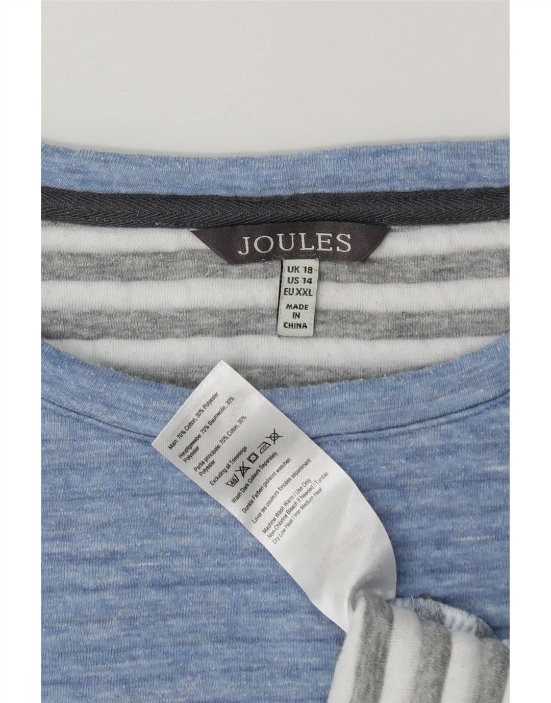 JOULES Sudadera extragrande para mujer UK 18 XL Algodón a rayas azules