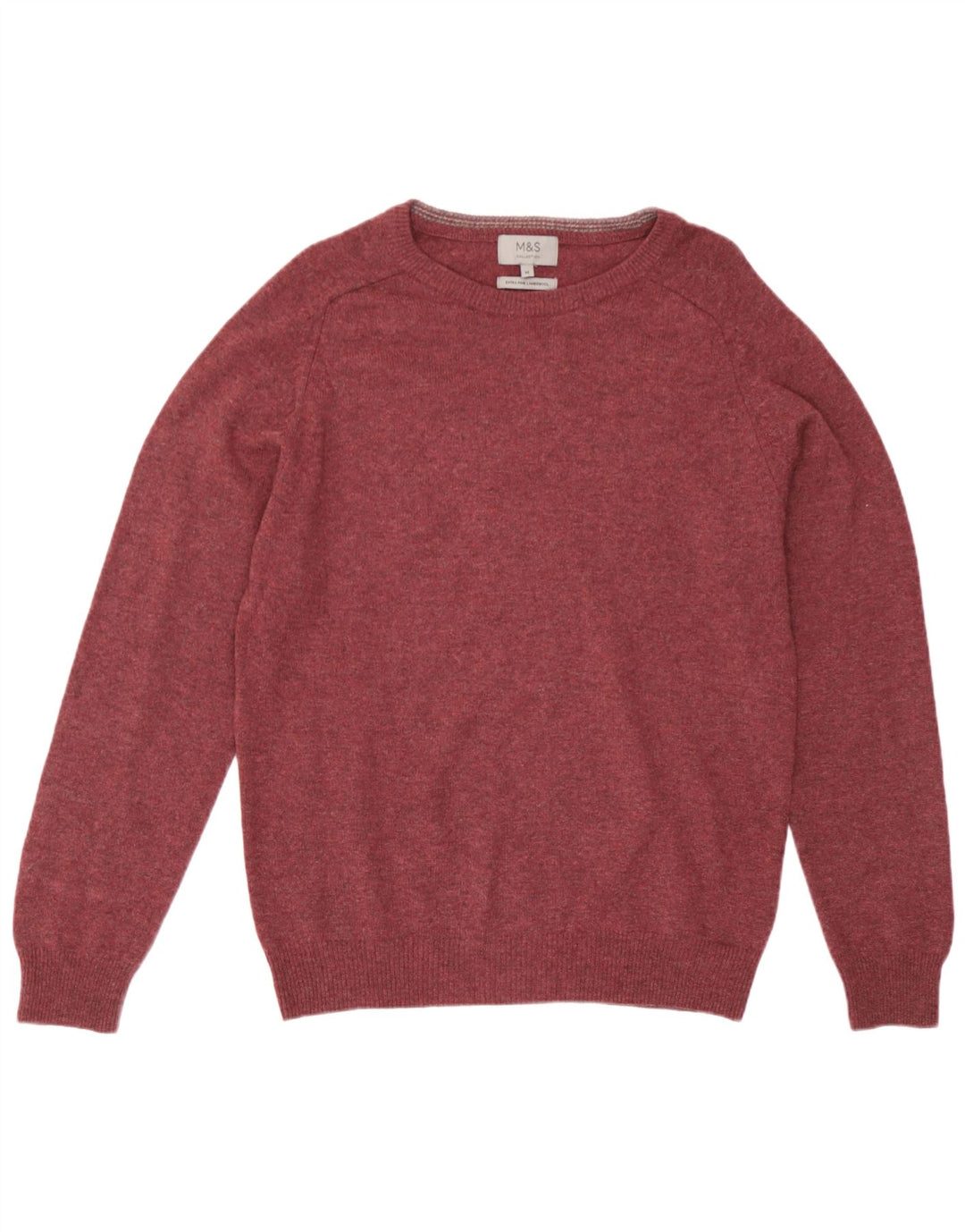 Marks & Spencer Suéter tipo jersey con cuello barco para hombre de lana de cordero color burdeos medio